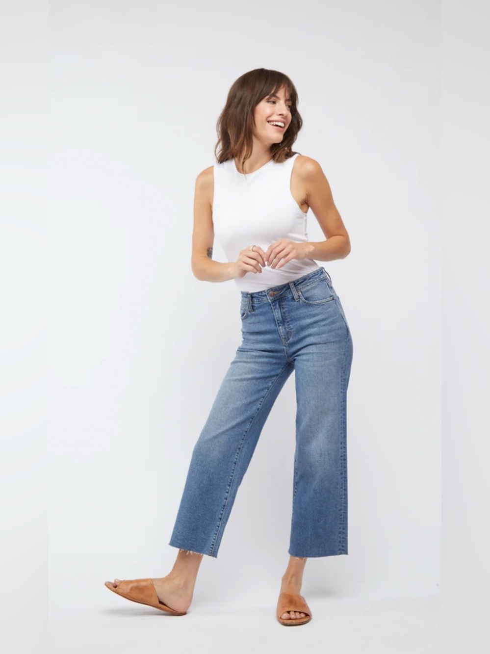 NWT Oliver Logan Aberdeen Wide Leg Crop color Vintage Worn High Rise Sz 33